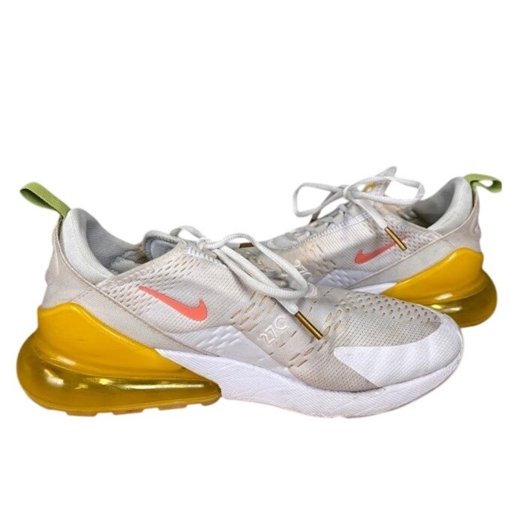 Nike Air Max 270 Womens White Yellow Orange Sneakers DV2184-100 Size 10